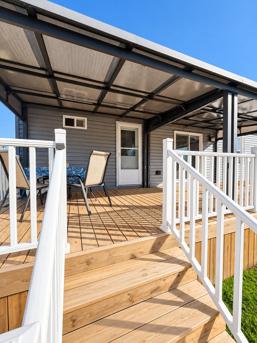 Covered deck steps