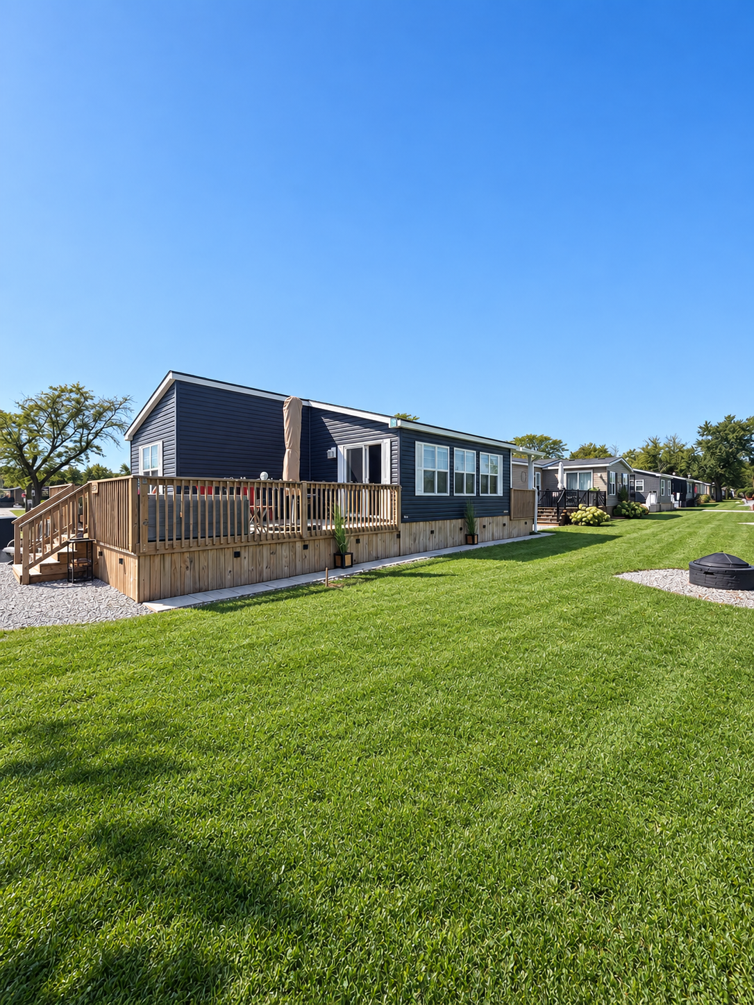 Side of the cottage and lawn