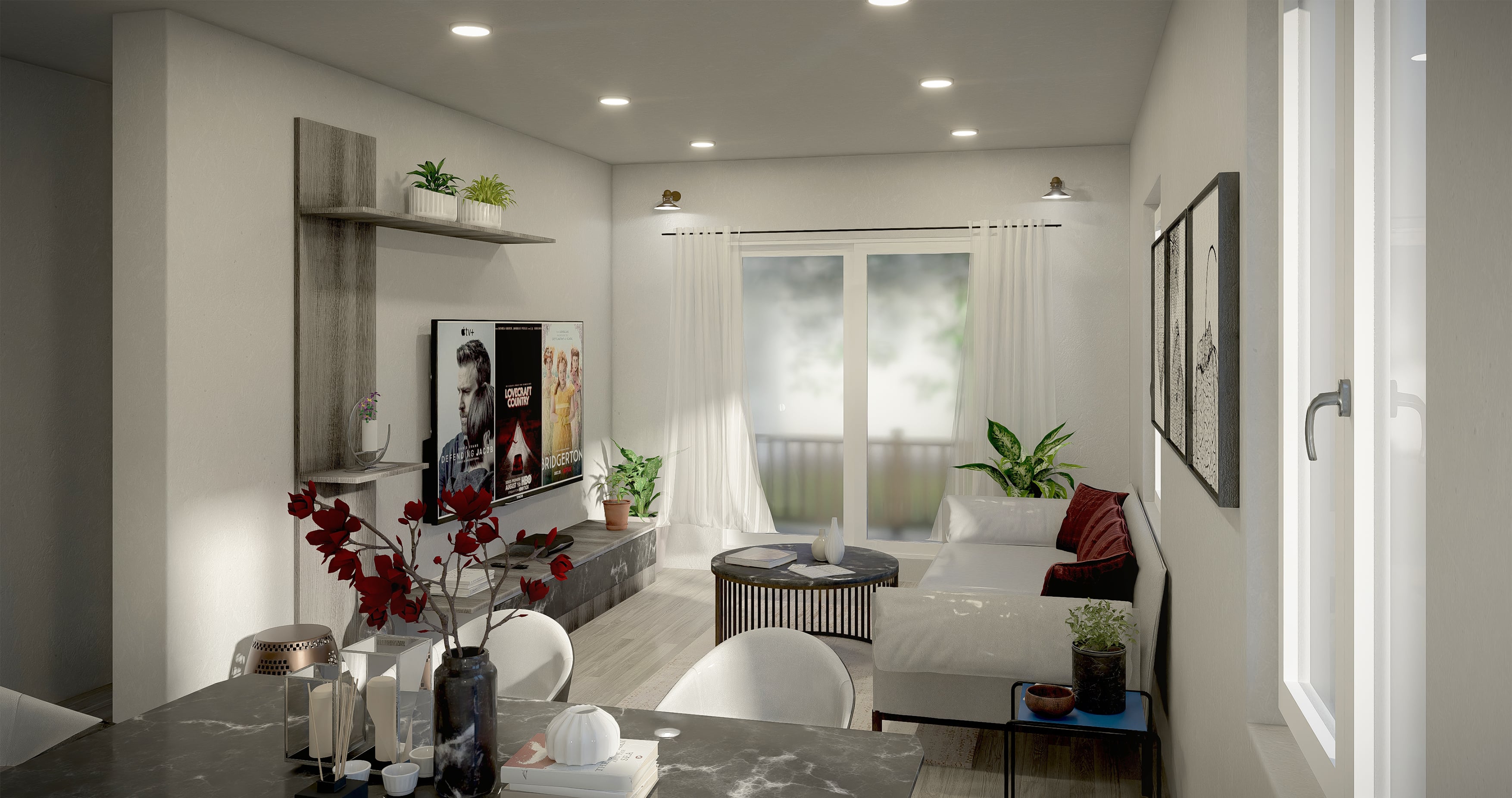 The living room in the Lennox